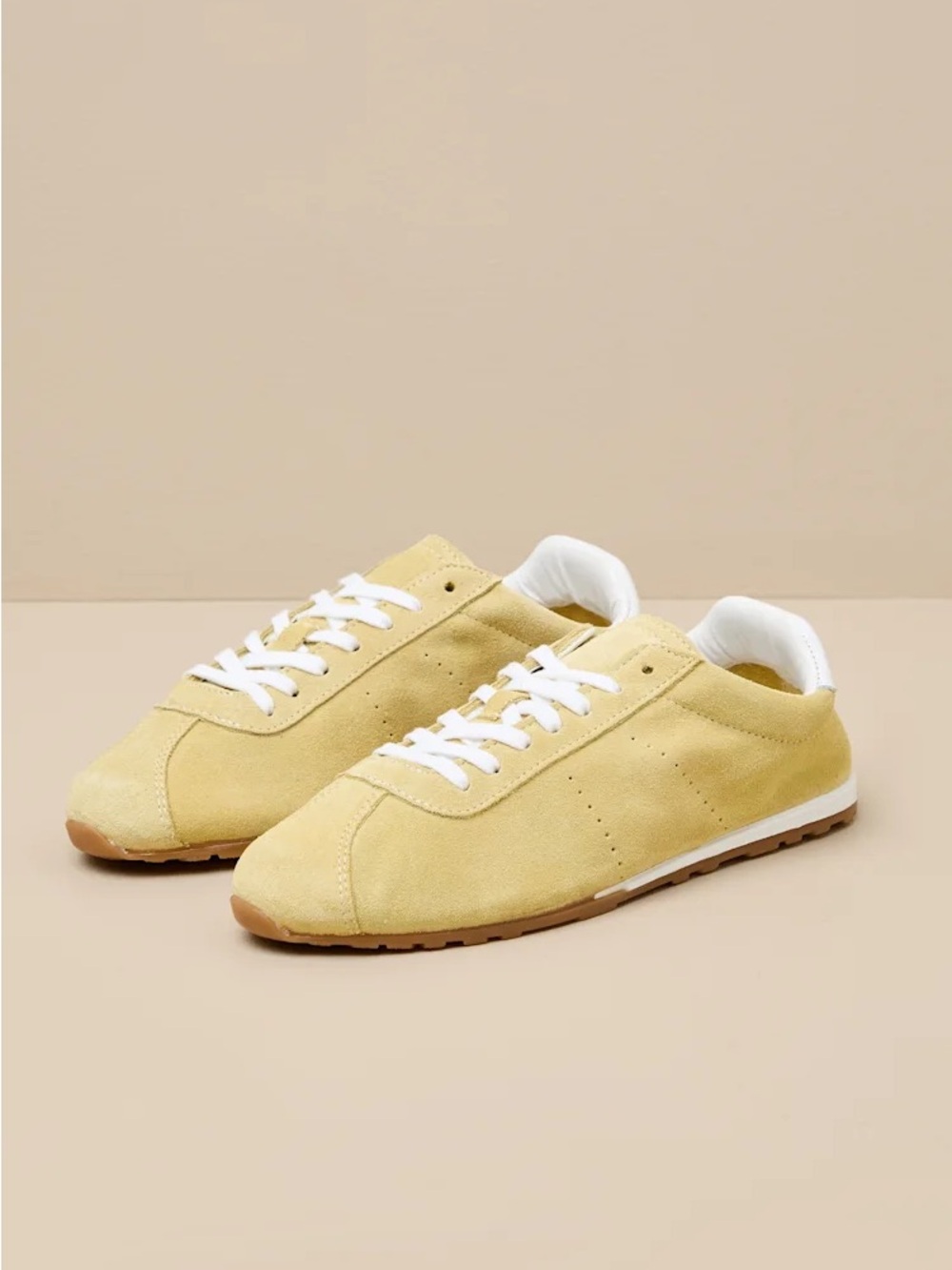 Dolce Vita Serina Yellow Suede Leather Lace-Up Sneakers